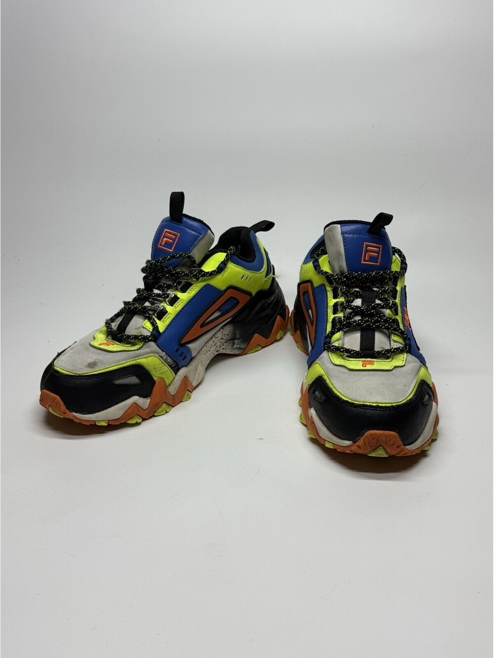 Size 10 - FILA Oakmont TR Men's Shoes Neon Yellow Blue Orange Chunky Sneakers